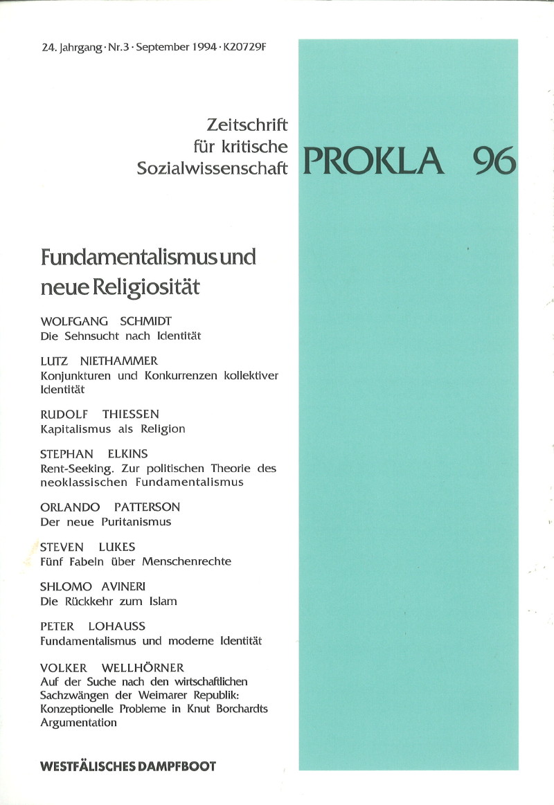 					Ansehen Bd. 24 Nr. 96 (1994): Fundamentalismus und neue Religiosität
				