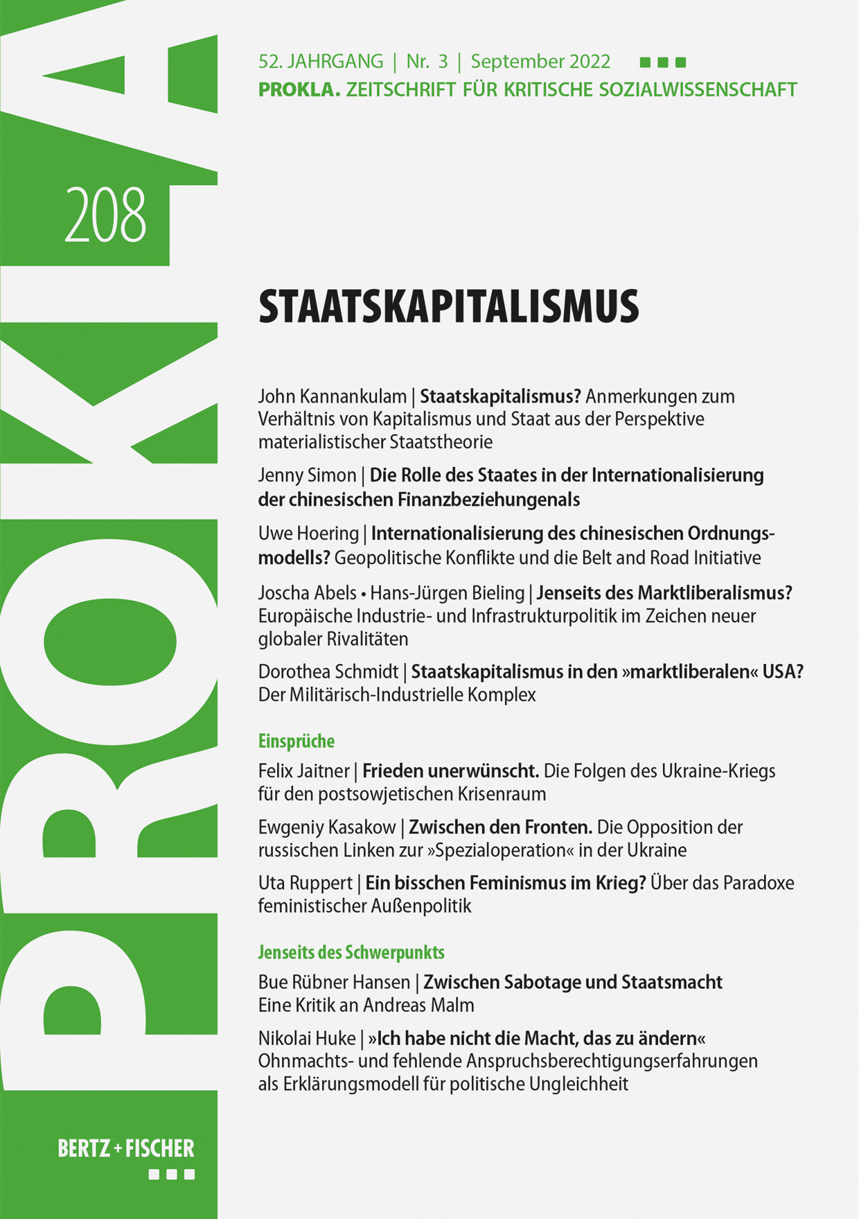 Cover PROKLA 208: StaatsKapitalismus