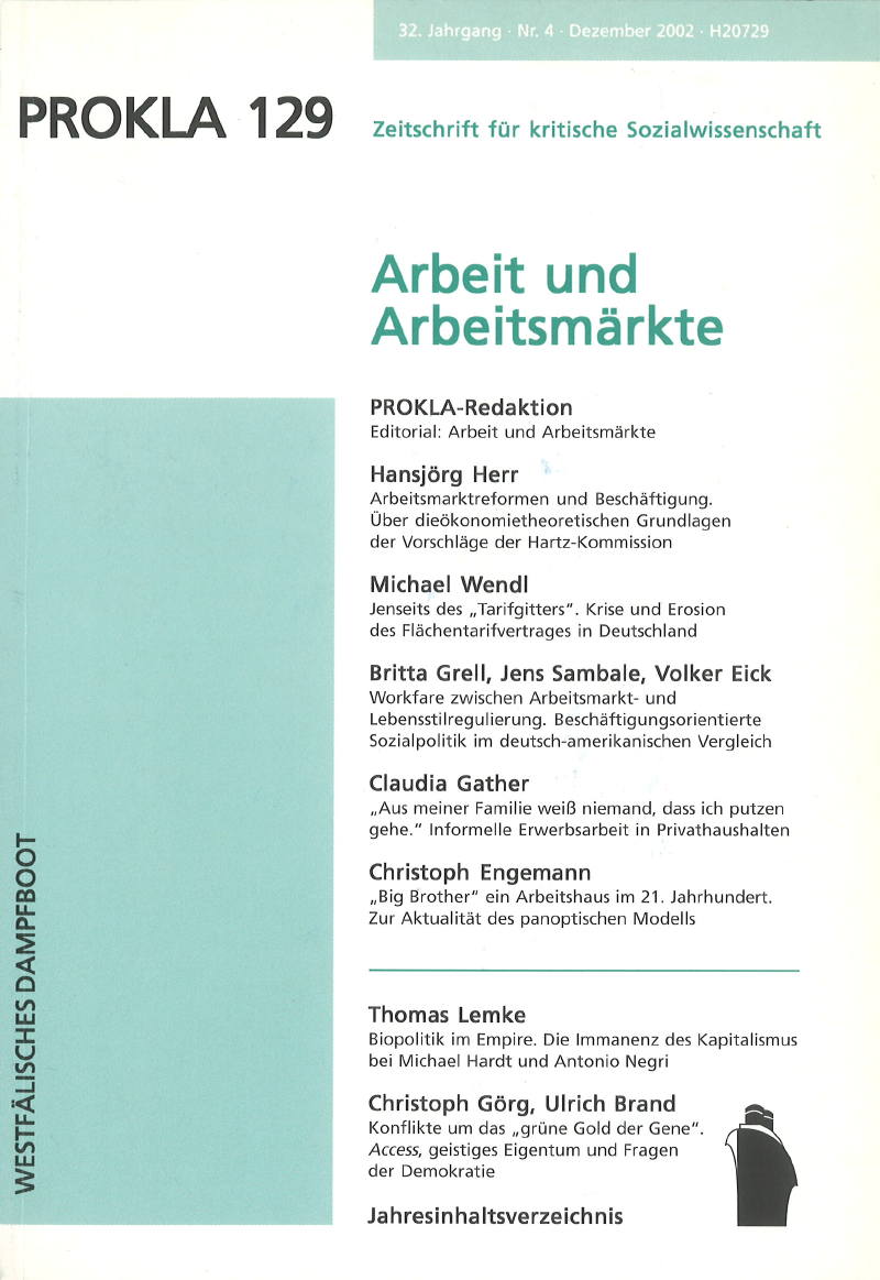 					Ansehen Bd. 32 Nr. 129 (2002): Arbeit und Arbeitsmärkte
				