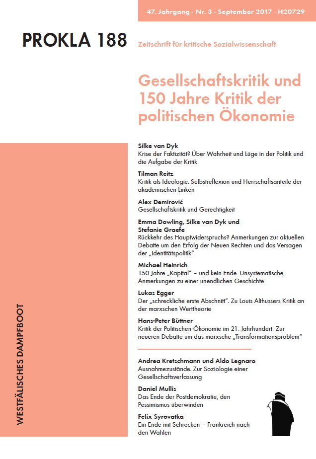 					Ansehen Bd. 47 Nr. 188 (2017): Gesellschaftskritik und 150 Jahre Kritik der politischen Ökonomie
				