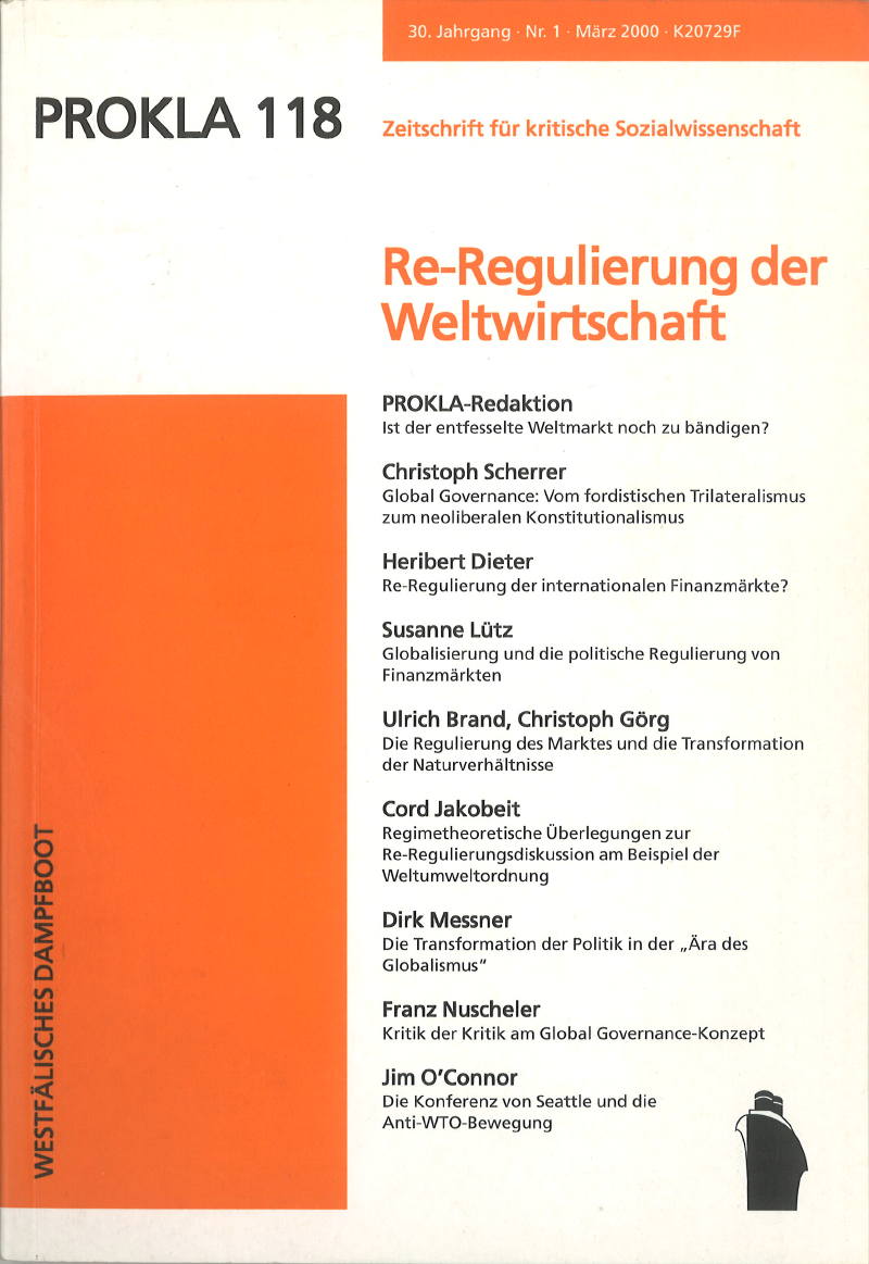 					Ansehen Bd. 30 Nr. 118 (2000): Re-Regulierung der Weltwirtschaft
				