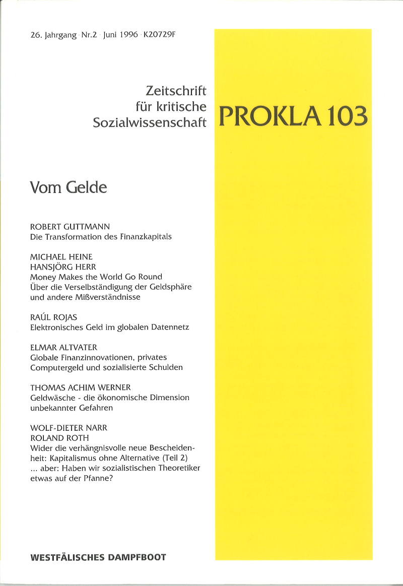 					Ansehen Bd. 26 Nr. 103 (1996): Vom Gelde
				